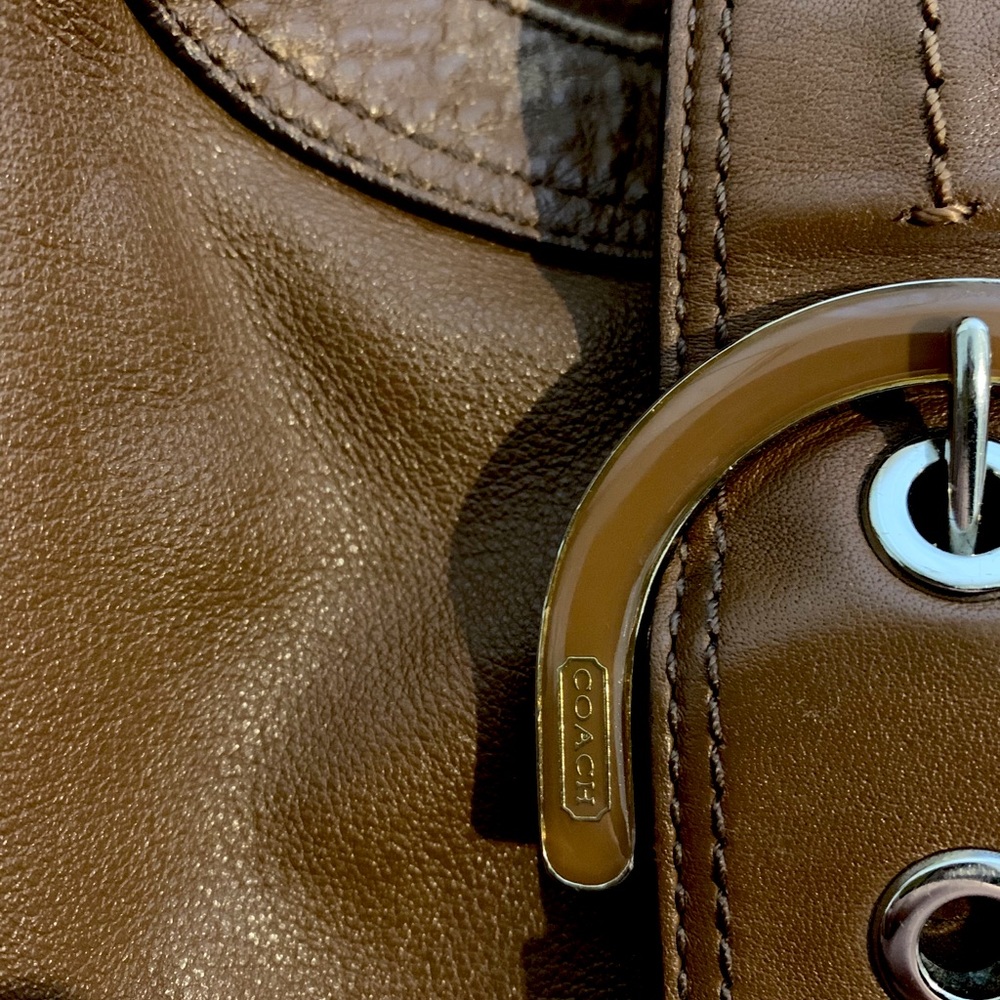 Brown leather coach bag